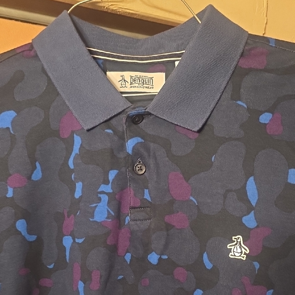Original Penguin Men's Polo Shirt - Navy and Magenta
